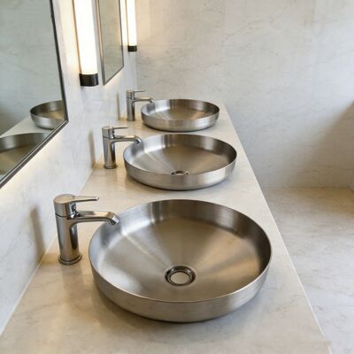 Copper Gold Bathroom Sink With Brushed Round 304 Stainless Steel Sinks Customized top Mount High-End PVD Washbasin for toilet