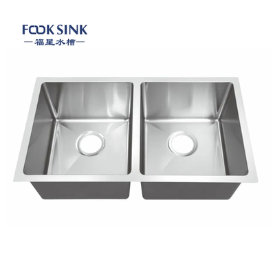 Popüler Öğe Undermount Çift Lavabo Paslanmaz Çelik El Yapımı Evyeler