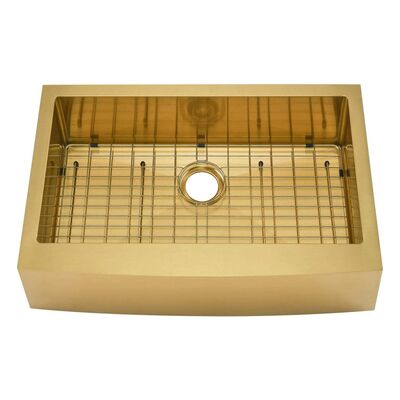 Modern 33'X21'X10' Çiftlik 304 Mutfak için Paslanmaz Çelik Lavabo Çiftlik Evi Önlük Lavabo Pvd Altın Çizik Dirençli El Yapımı Mutfak Lavaboları