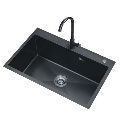 Wholesale Manufacturer Top Mount 304 Stainless Steel Kitchen Sinks 30x22x10inch Nano Matte Black  Drop In Sink with Drainer Brushed Fregadero De Cocina