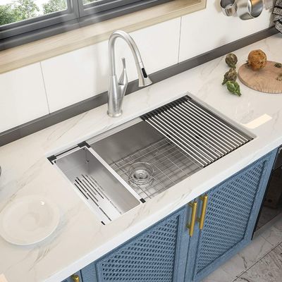 Factory Handmade Workstation Ledge Kitchen Sink For Apartment Bar 304 Stainless Steel 16/18 Gauge Undermount Kitchen Sink Home Wash Food Baisns